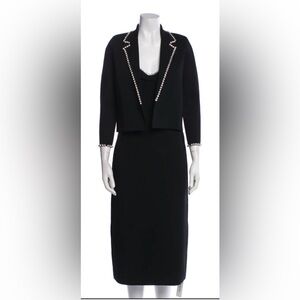 St. John Black Milano Knit with Crystal Embellishments Size 12 NWT